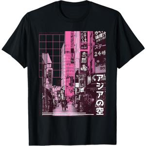 Tokyo Japanese 90's Streetwear Aesthetic Graphic T-Shirt (Black, XXL)