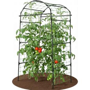 79" Garden Trellis Arch for Climbing Plants  Tall Outdoor Metal Trellis for Vegetables, Peas, Tomatoes, Cucumber Trellis Arch & Vertical Garden Climber Plant Support for Vine Plants (Black)