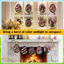 Fumete 36 Pcs Easter Egg Wooden Craft Kit, Arts and Crafts Set with Pre Cut Cardstock and Tissue Paper, DIY Stained Glass Style Suncatchers for Spring Window Art and Holiday Decor