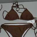 Zonsaoja Women String Bikini Set Halter Side Tie Two Piece Swimsuit Triangle Bathing Suits, Size Medium
