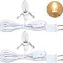6FT Accessory Light Cord with Single LED Bulb, Blow Mold Replacement Light Kit, C7 Clip Light with One Bulb On/Off Switch & 2-Prong Plug for Salt Lamp, Christmas Village House, Craft Projects, 2 Packs