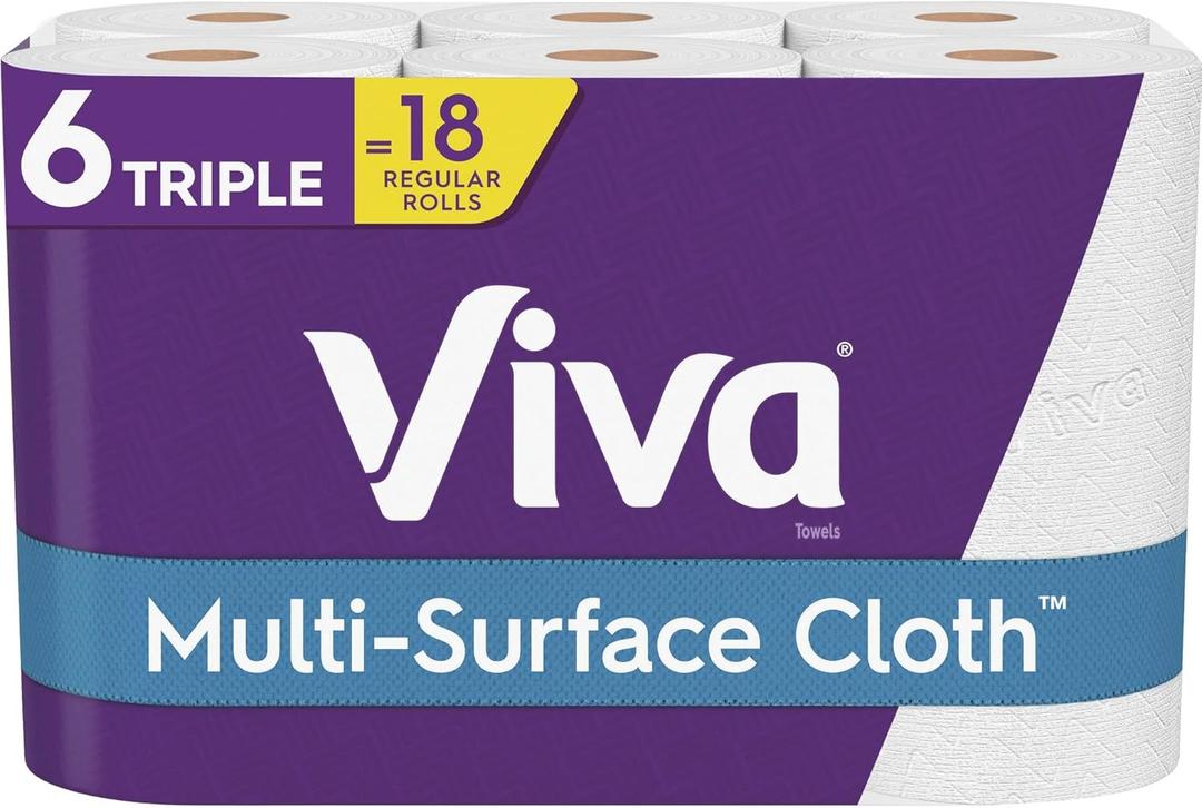 Viva Multi-Surface Cloth Paper Towels, Choose-A-Sheet - 6 Triple Rolls = 18 Regular Rolls (165 Sheets Per Roll)