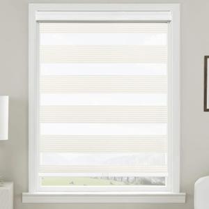 Allbright Cordless Free Stop Zebra Window Blinds 23" W64" H, Dual Layer Roller Shade Room Darkening Sheer Shades, Light Filtering Window Shades, Easy to Install Beige