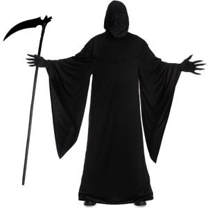 Morph Grim Reaper Costume For Men - Adult Grim Reaper Robe - Spooky Halloween Outfit - Dark Cloak For Parties (Medium)