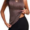 Aleumdr Womens Blouson Tankini Swimsuits 2026 Cutout Textured Two Piece Swimsuit with High Waisted Short Modest Bathing Suits, Size 2XL, Dark Brown