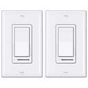 BESTTEN 2 Pack Dimmer Light Switch, Universal Lighting Control, Single Pole or 3 Way, Compatible with LED Dimmable Lamp, CFL, Incandescent, Halogen Bulb, Decorator Wallplate Included, UL Listed, White