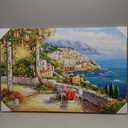 SD SOFT DANCE European Town Canvas Wall Art - Coastal Flower Garden Artwork Painting Reproduction Print for Office (24'' x 36'' x 1 Panel)