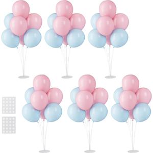 6 Sets Balloon Stand Kits, Balloon Sticks with Base for Table Centerpieces Graduation Birthday Baby Shower Gender Reveal Party Decorations(Blue&Pink)