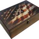 Rustic Flag Wooden Keepsake Box, Large Memory Box for Keepsakes, Decorative Storage Box for Memories, Jewelry, & Photos, Memorial Boxes for Men & Women