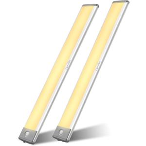 LEPOTEC 54 LED Under Counter Lighting, Motion Kitchen Cabinet Light, Battery Operated Closet Lights, Rechargeable Wireless Camper Caravan Night Light,Warm White (2 Pack)