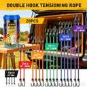 Bungee Cords Heavy Duty Outdoor: 20 Pcs Premium Rubber Bungee Cords with Hooks in a Storage Jar Includes 10", 18", 24", 30", 36", 48" Bungee-Cord for Camping, Tent, Fastening Items