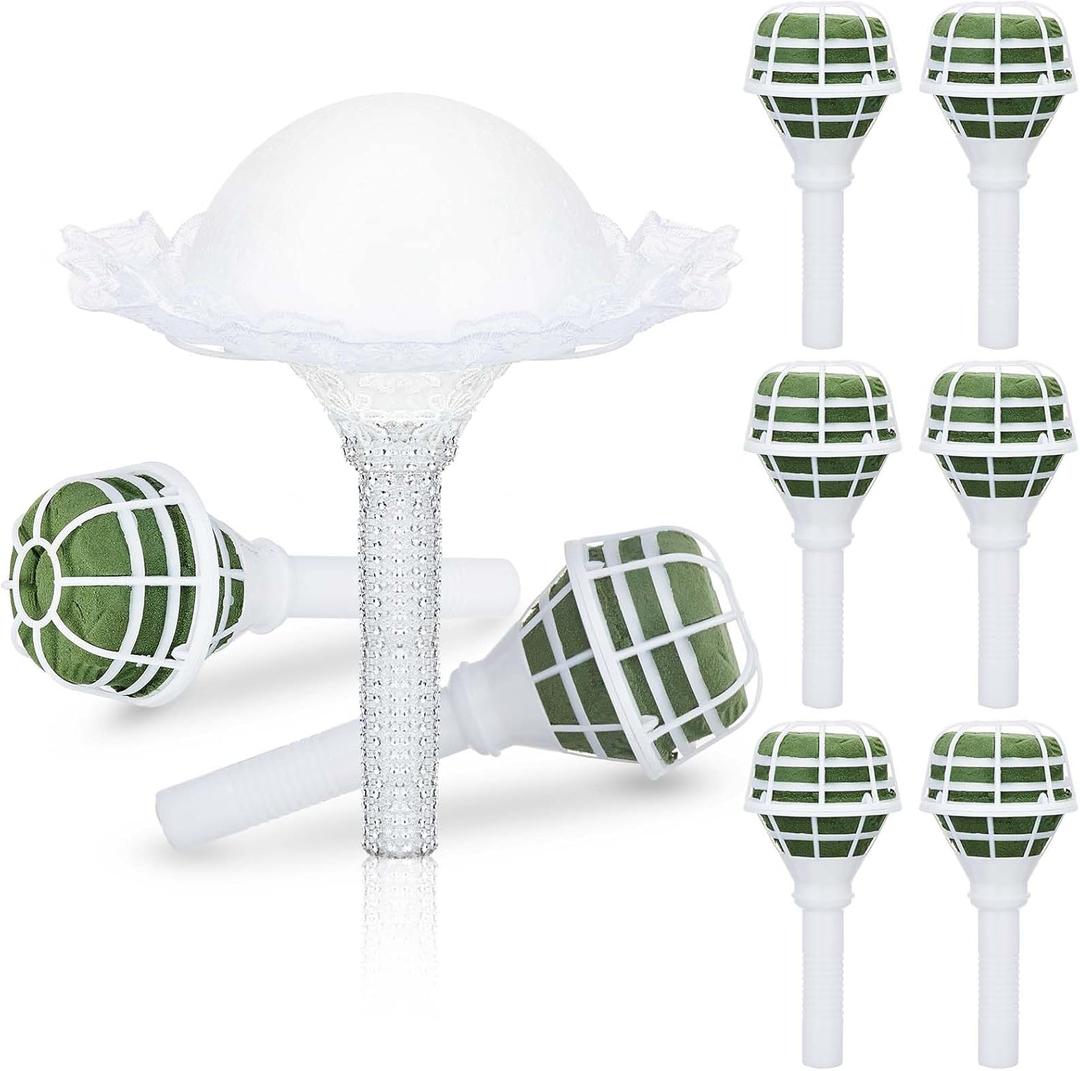 Thyle 7 Pcs Flower Bouquet Holder Foam Floral Handle Wedding Supplies Bridal Bouquet Kit for Wedding Flower DIY Floral Arrangements Decoration