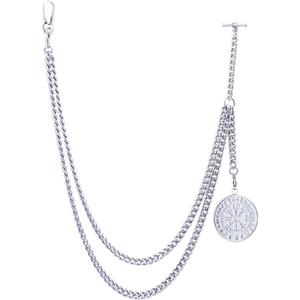 Pocket Watch ChainWatch Chain Men, Double-Layer Design, With Two Hooks, Halloween, Thanksgiving And Christmas Vests And Formal Clothes Accessories