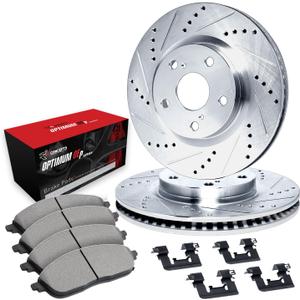 R1 Concepts Rear Brakes and Rotors Kit |Rear Brake Pads| Brake Rotors and Pads| Optimum OEp Brake Pads and Rotors |Hardware Kit|fits 2014-2015 Lexus IS250, IS350