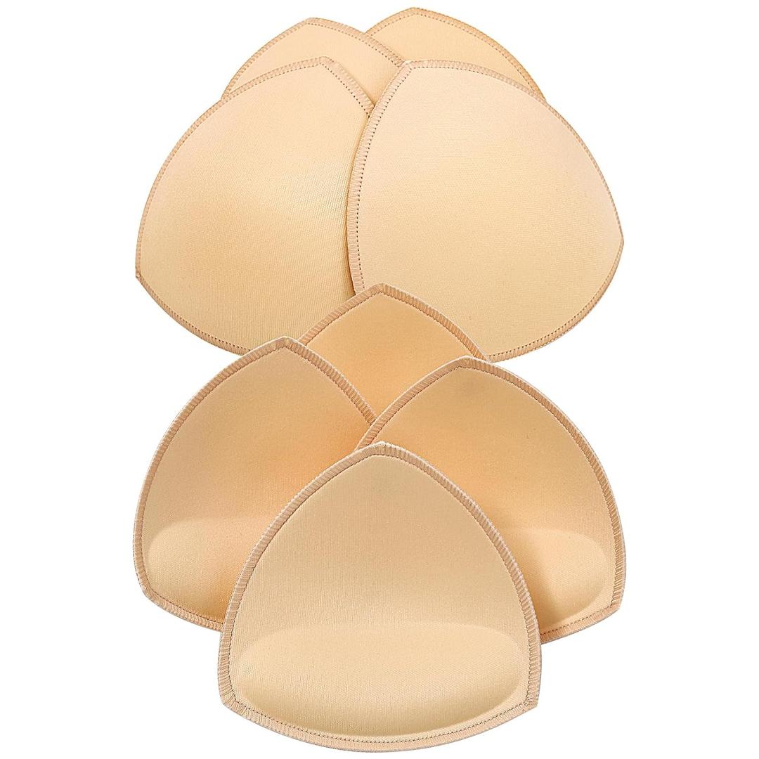 Bra Inserts 4 Pairs, Sports Bra Pads Inserts for Women, Sew in Bra Cups for Dresses, Bathing Suit Inserts (Medium, Beige)