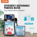 VEVOR Water Distiller, 4L/ 1.05 Gallon Pure Water Distilling for Home Countertop, 750W Distilled Water Maker, 304 Stainless Steel Interior Stiller Water Making Machine to Make Clean Water, Black