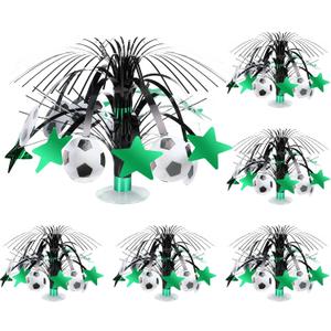 Tigeen 6 Pcs Football Party Supplies Football Spray Centerpieces with Base Foil Table Toppers Decorations for Game Day Sports Enthusiasts Birthday Baby Shower Party Decor(Soccer)