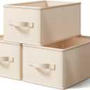 LayerSpace Storage Bins, Fabric Satin Storage Baskets for Shelves, 16.25" L*12" W*10" H Collapsible Storage Bins with Handles for clothes, Closet Baskets and Bins with Handles, Blush Pink, 3-Pack