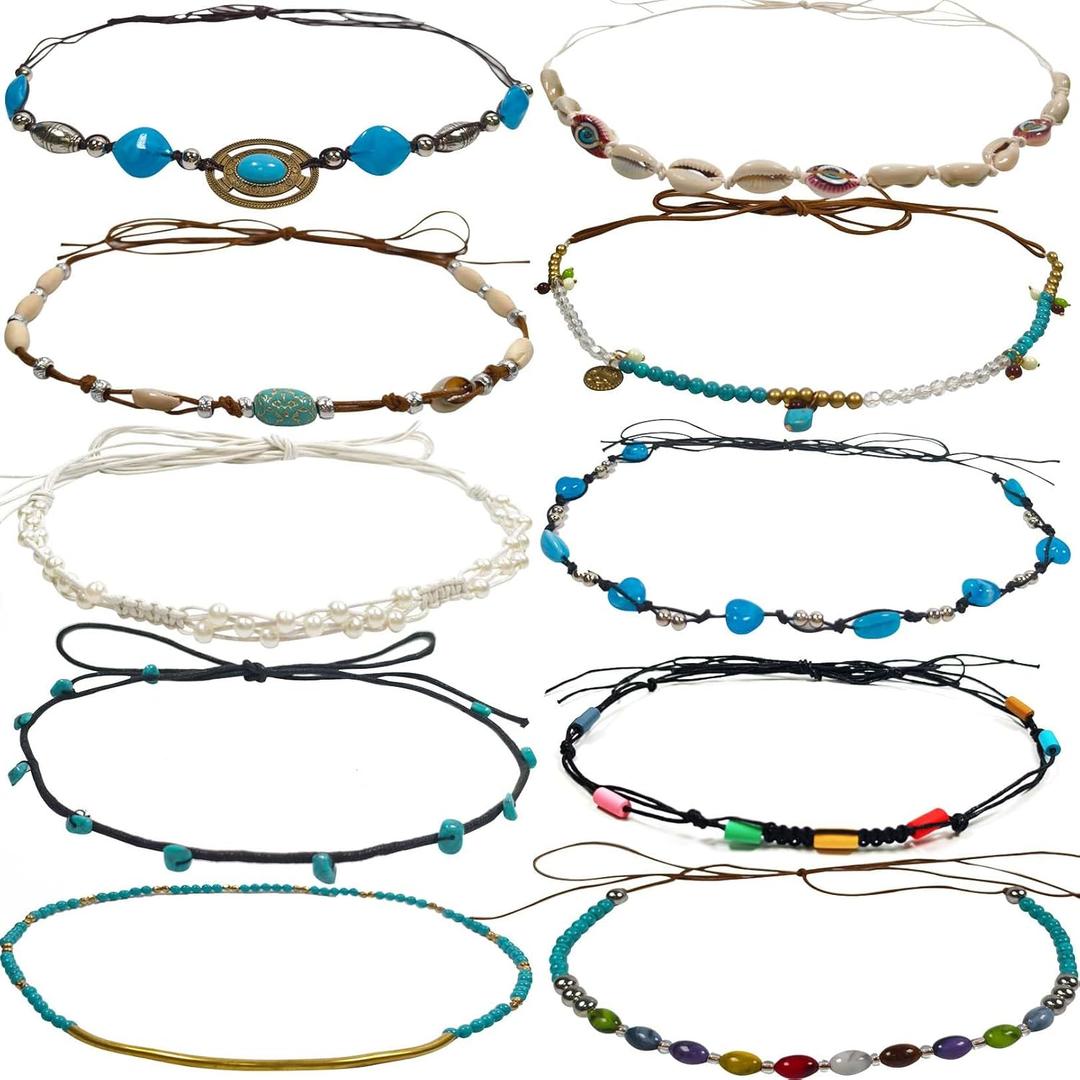 nemokamai 10 PCS Cowboy Hat Bands for Men Women, Leather Hatbands Belt for Cowboy/Western/Fedora/Cowgirl/Straw Hats