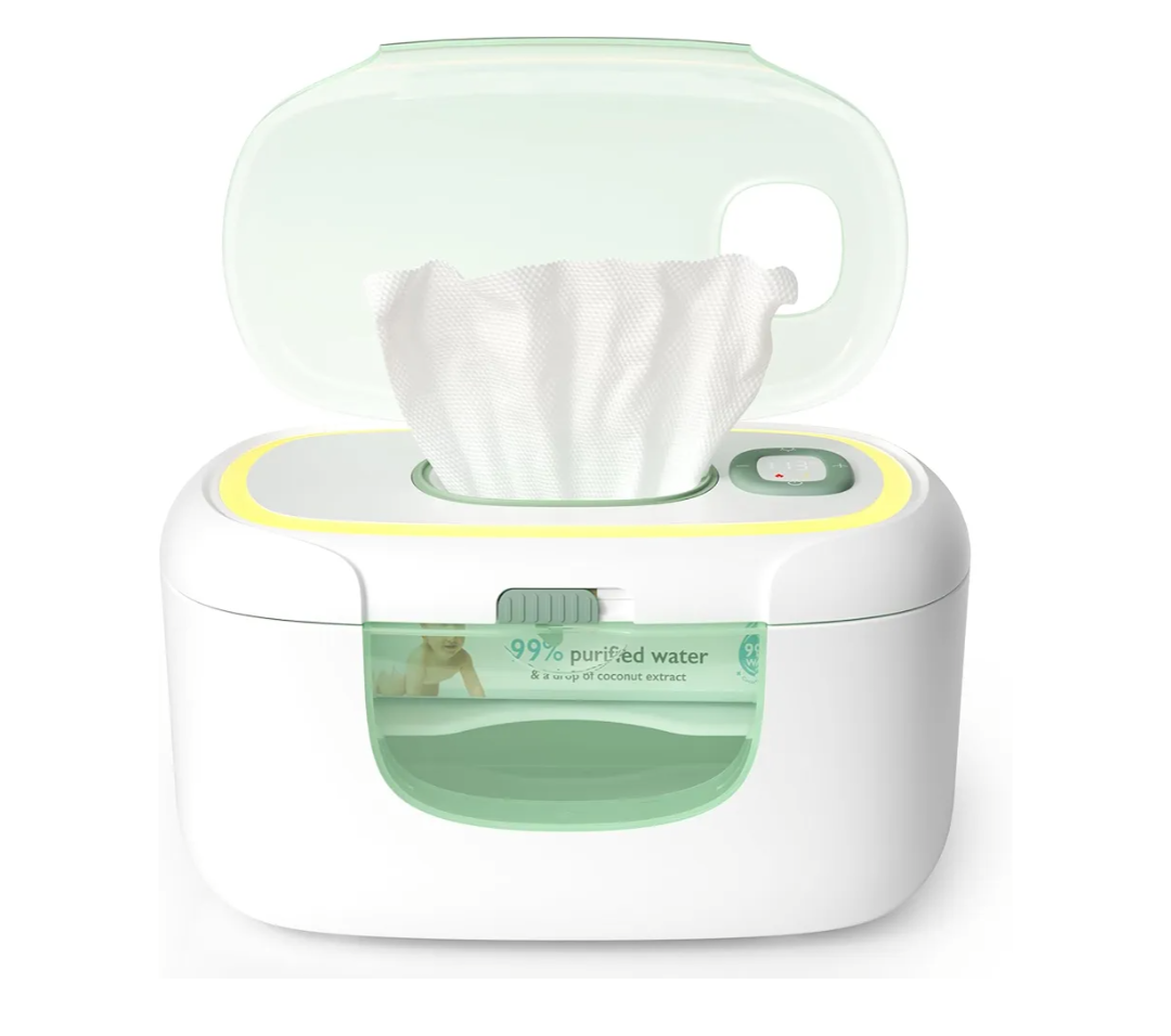 Momcozy New Baby Wipe Warmer, 100pcs Larger Capacity Wipe Dispenser, 10-Min Fast Heating with 4 Temperature Modes, Innovative Spring Design, Silicone & Top Seals,Quick Even Heating, 3-Level Nightlight