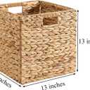 Handwoven Water Hyacinth Storage Baskets set of 4 Foldable Cube Bins Storage Oragnizer for Cabinet Shelf Bedroom Living Room (Natural, 13" L x 13" W x 13" H)