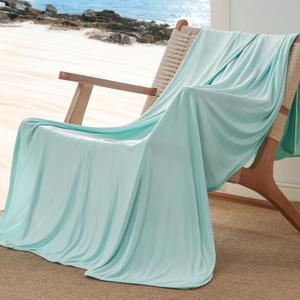 Bedsure Green Cooling Blanket Twin XL for Hot Sleepers -Summer Cold Blanket with Rayon Derived from Bamboo for Twin Size Bed, Ice Cool Cold Lightweight Arc-Chill Thin Summer Bedding, 60x90