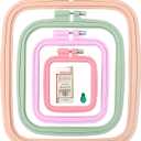 ZOCONE 4 Pcs 4 Size Square Embroidery Hoops, ABS Plastic Embroidery Hoops Cross Stitch Hoops Embroidery Frames for Sewing, Needlework, Embroidery Projects (Size-3", 4.3", 6.5", 8.7")