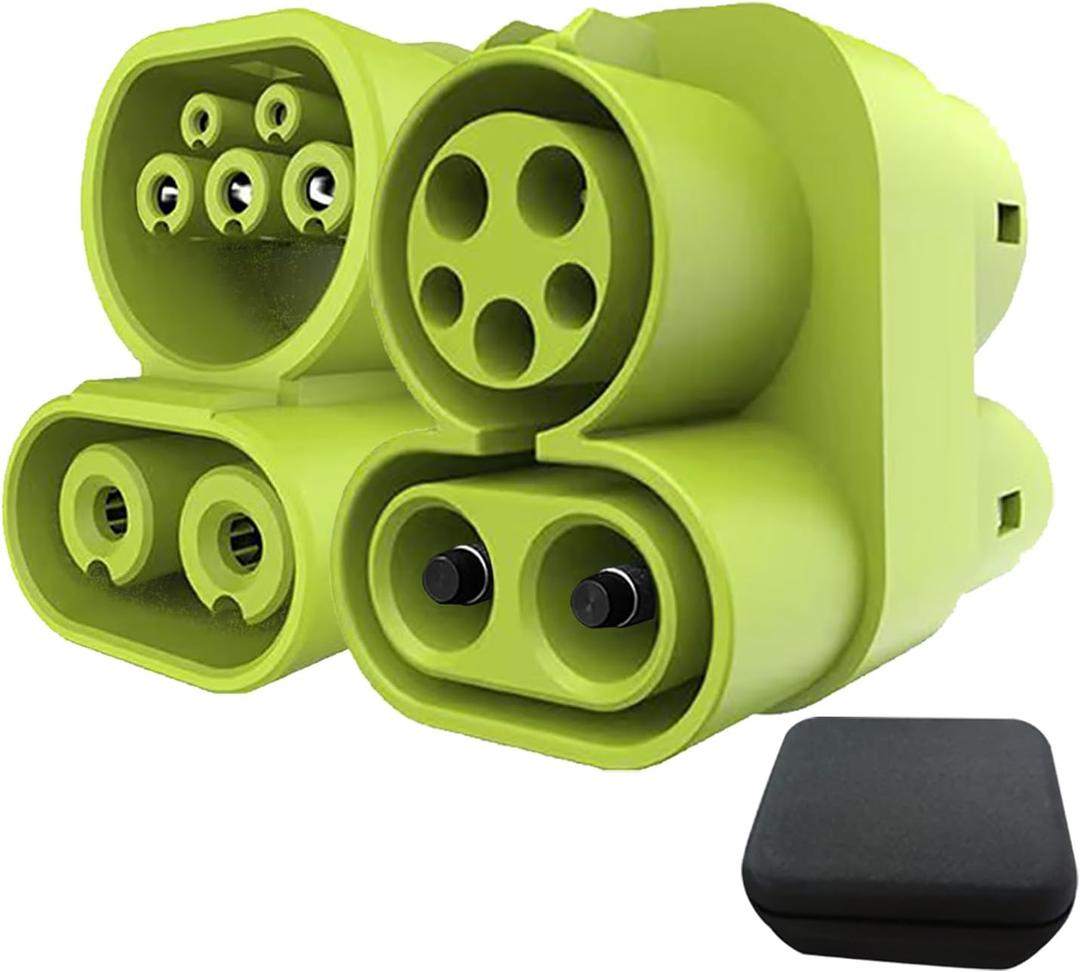 CCS1 to CCS2 Adapter EV Charger Adpater DC 1000V 250A and AC 32A EV Charger Connector Type 1 to Type 2 Adapter SAE j1772 to IEC62196 (GREEN)