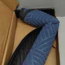 Smiry Half Circle Front Door Mat Outside Entrance, Heavy Duty Sturdy Natural Rubber Doormat, Trap Dirt and Moisture, Low Profile Mats for Indoor Outdoor Entry, Irregular Triangle (35x23, Blue)