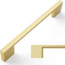 Amerdeco 10 Pack Brushed Gold Cabinet Pulls 5 Inch(128MM) Hole Centers Kitchen Cabinet Handles Cabinet Hardware Zinc Pull Handle Easy to Install ZH0060