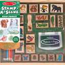 Melissa & Doug Stamp-a-Scene Stamp Set: Rain Forest - 20 Wooden Stamps, 5 Colored Pencils, and 2-Color Stamp Pad