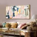 Large Abstract Canvas Wall Art Pink Painting Yellow Bedroom Decor Navy Art Photo Prints Minimalist Pictures Poster Artwork 20"x40"