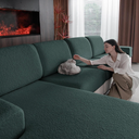OHSIO Couch Cushion Covers for Sectional Sofa, Stretch Soft Sofa Slipcovers Washable Wear-Resistant Universal Furniture Protector for Living Room(1 Piece Back Couch Cover, Green)
