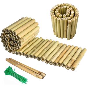 Jollybower 8x39IN Natural Bamboo Edging, Bamboo Garden Border Edging, Outdoor Landscape Edging for Decorative Garden, Patio Flower Garden Bed, Lawn, Yard, Pool Fences1Pc with 3 Short Poles