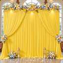 16 x 10 ft Yellow Backdrop Curtains for Party Photo Background Curtains Wrinkle Free Drapes Lemon Yellow Polyester Curtains Backdrop for Baptism Wedding Baby Shower Birthday Events, 4 x 10ft, 4 Panels