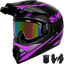 Yesmotor Youth Kids Dirt Bike Helmet DOT Approved, Full Face Motocross Set Helmet Set with Goggles, Gloves & Mask for Kids, ATV & Off-Road Riding, Multiple Colors S