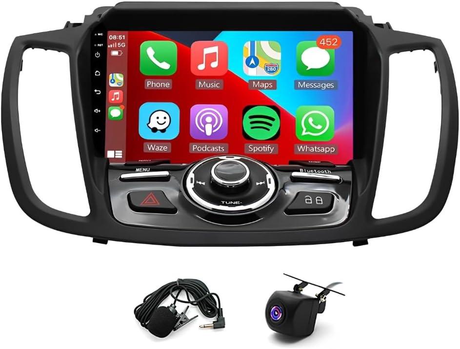 4+64G 9 inch Android Car Radio Stereo for Ford Escape F150/F250/F350 2013-2019, 1080P Double Din Touch Screen Car Audio Receiver with CarPlay Andriod Auto, Bluetooth, GPS, SWC, WiFi, HD Backup Camera 4+64G 9 inch Android Car Radio Stereo for Ford Escape F150/F250/F350 2013-2019, 1080P Double Din Touch Screen Car Audio Receiver with CarPlay Andriod Auto, Bluetooth, GPS, SWC, WiFi, HD Backup Camera
