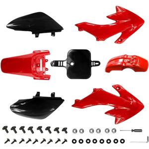 PRO BAT 7 PCs CRF50 Plastic Fender Kit XR50 Fairing Fender Kit Motorcycle Complete Fender Fairing Body Work Kit Fit for CRF 50 XR 50 SDG SSR 107 110 125 Pit Dirt Bike, Red&Black