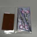 FAIGEO Dog Grooming Scissors with Safety Round Tips Stainless Steel Professional Dog Grooming Kit - Thinning, Curved Scissors and Comb for Cat Pet (Pink 4 in 1)