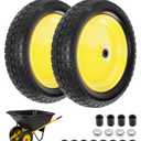 RONPOW 4.80/4.00-8 Flat Free Wheelbarrow Tire and Wheel, 16" Yellow 2-Pack