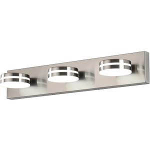 3-Light Bathroom Vanity Light, Brushed Nickel Bathroom Light Fixtures Over Mirror, LED Vanity Lights with 360Rotating Lamp Head