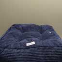 HIGOGOGO Square Stuffed Pouf Ottoman, Corduroy Poufs with Foam Chunk Filling, Furry and Fluffy Pouf Foot Stool Storage Ottoman, 21 X 21 Floor Poufs Foot Rest for Living Room, Navy (21.6 Inch)