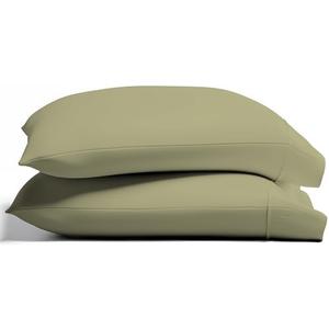 TEXAS LINEN CO. 100% Organic Cotton Standard Pillow Cases Set of 2 - Soft Queen/Standard Pillow Cases, Authentic GOTS Certified, Crisp, Cooling Percale Weave Cotton Pillowcases - Sage Green