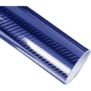 6D Glossy Carbon Fiber Vinyl Wrap Roll - 1FT x 10FT Self Adhesive Car Wrap Film with No Bubble Air Release Technology - Auto Body Protection Sticker for Car Moto DIY Interior Exterior (Blue)