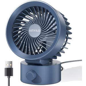 USB Desk Fan Small Quiet, Stepless Speed Flexible Adjust Mini Fans for Home Office Dorm Desktop, Portable Travel Fan Personal Cooling, Plug In USB Powered, Blue