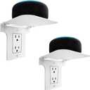 Metal Outlet Shelf with Built-in Cable Management, No-Drill Wall Organizer for Bathroom Outlets, Easy Install for Electric Toothbrush, Cell Phone and Small Essentials, Fits Vertical Decora, 2-Pack