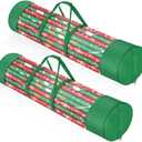 2Pack Christmas Gift Wrapping Paper Organizer Storage 40 Inch Wrapping Paper Storage Holder Gift Wrap Storage Containers Durable 600D Oxford Fabric for Holiday, Christmas, Fits 18-25 Rolls, Green