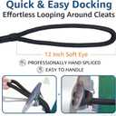 Boat Dock Lines 1/2" x 15' - Double Braided Nylon Boat Ropes for Docking with 12" Loop, Marine-Grade High Strength Boat Lines Dock Rope, Premium Marine Rope Mooring Lines, Easy Handling - 4 Pack,Black