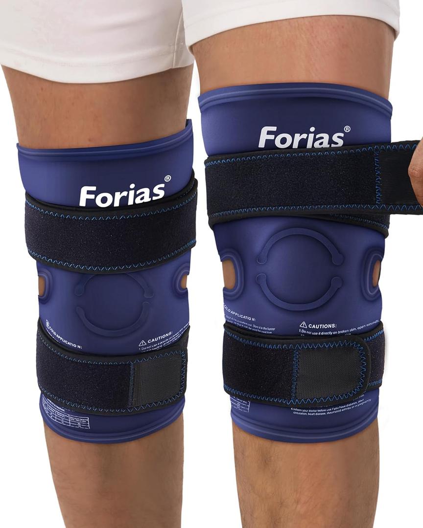 Forias 14.4" Ice Pack for Knee Pain Relief(2 Pack), Reusable Gel Ice Pack Wrap for Injuries, Knee Replacement Surgery, Swelling, Arthritis, Meniscus Tear, and ACL, Blue (XL)