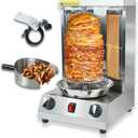 Shwarma Grill Machine Gas Doner Kebab Machine Shawarma Cooker Propane Turkish Gyro Meat Rotisserie with 2 Burner and Meat Catch Pan, Silver
